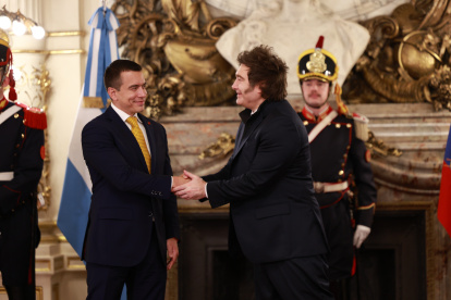 Daniel Noboa junto a su homólogo argentino, Javier Milei, en la Casa Rosada.