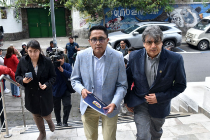 Andrés Quishpe, dirigente de la UNE, anunció la acción este 29 de agosto de 2025.