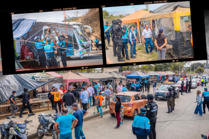 Agentes metropolitanos liberan aceras en Hospital Monte Sinaí de Guayaquil.