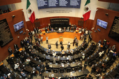Fotografía que muestra a los asistentes de una sesión en el Senado de la República en Ciudad de México (México).