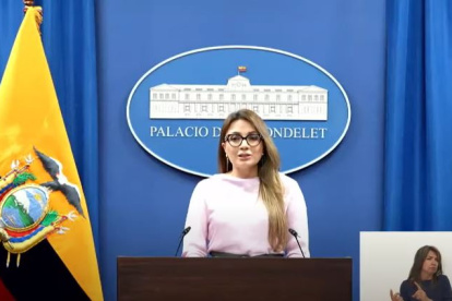 La portavoz de Carondelet, Carolina Jaramillo, en su informe de los lunes.
