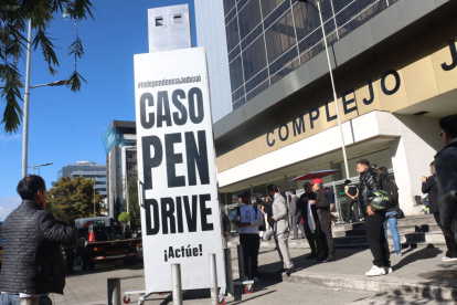 Más de 30 personas acudieron a la denominada "marcha del pendrive", que organizó el abogado Washington Andrade.