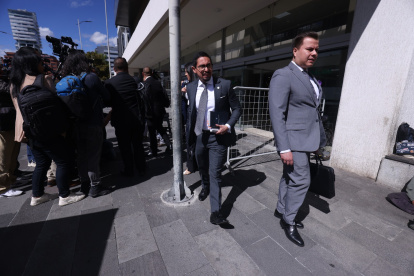 Quito. Los abogados de los procesados en la audiencia del 26 de agosto pasado, que se declaró fallida.