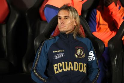 El entrenador de Ecuador, Sebastián Beccacece durante el partido ante Paraguay.