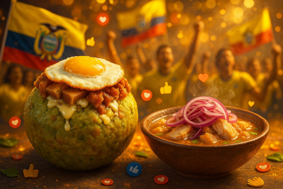 Dos platos típicos de Ecuador son el balón y el encebollado.