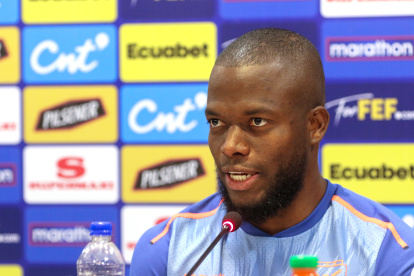 El jugador de la selección Ecuador, Enner Valencia, durante la última rueda de prensa.