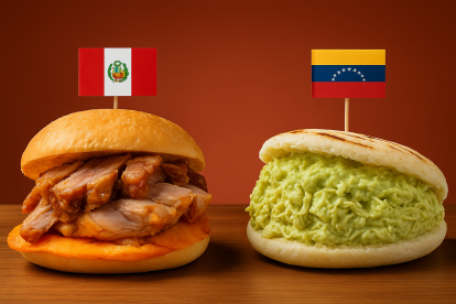 El pan con chicharrón peruano compite contra la arepa venezolana en la final del Mundial de Desayunos 2025.