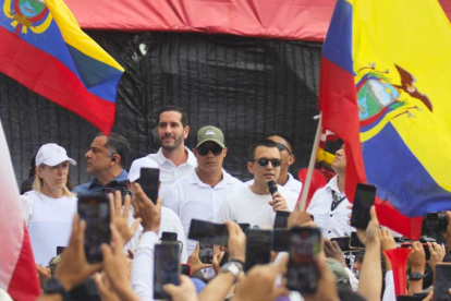 El presidente Daniel Noboa emitió un breve discurso en la marcha convocada por su Gobierno en el centro de Guayaquil.