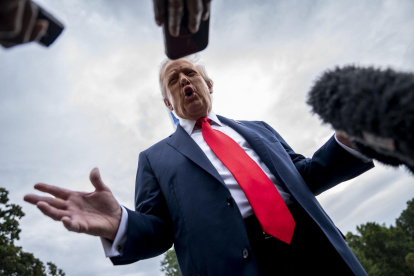 El presidente de Estados Unidos, Donald Trump, habla con la prensa en la Casa Blanca, en Washington, DC, EE. UU., el 16 de septiembre de 2025.