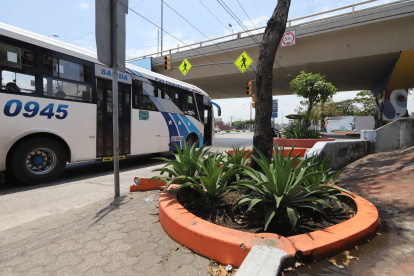 En esta jardinera de Juan Tanca Marengo y Las Aguas fue uno de los puntos donde el Municipio de Guayaquil retiró las rejas.