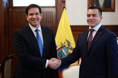 Marco Rubio, secretario de Estado de Estados Unidos; y el presidente de Ecuador, Daniel Noboa, el 4 de septiembre 2025.