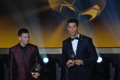 Lionel Messi y Cristiano Ronaldo coincidieron en una gala d epremiación.