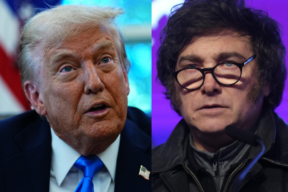 Combo de fotografías en las que se ve al presidente de Estados Unidos, Donald Trump (i), y el presidente de Argentina, Javier Milei.