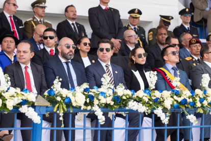 El presidente del Consejo de la Judicatura en un evento, junto con el presidente Daniel Noboa.