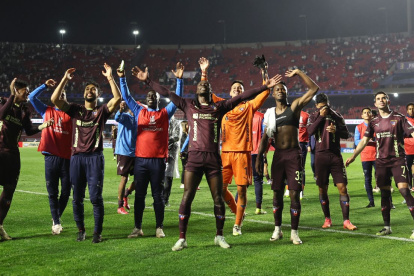 Todo el festejo de Liga de Quito en el estadio Morumbí.