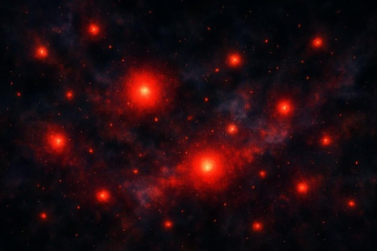 Puntos. James captó en el año 2022 los misteriosos puntos rojos en el universo primitivo.