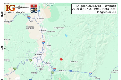 Hasta las 11:00 de este sábado 27 de septiembre se reportaron dos sismos.