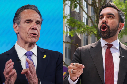 Fotografías de archivo donde aparecen los candidatos a la alcaldía de Nueva York Andrew Cuomo (i) y Zohran Mamdani.