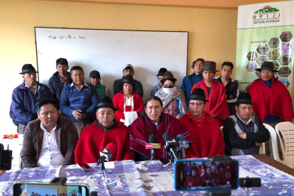 Durante la rueda de prensa desarrollada en el cantón Pujilí, donde el domingo se realizará una marcha.