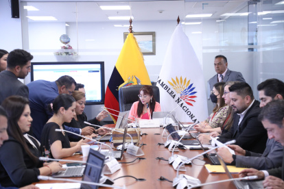 Nathaly Farinango, de ADN, preside la mesa de Régimen Económico.