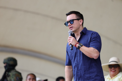 Daniel Noboa durante el acto del Ministerio de Agricultura en Daule