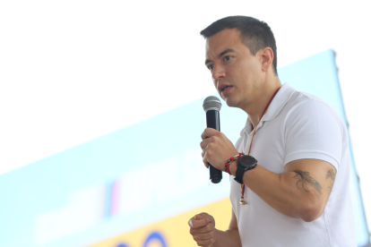 El presidente Daniel Noboa en un reciente evento en Anconcito.