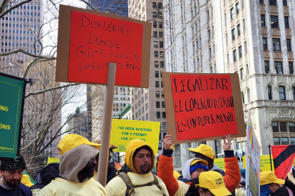Fotografía de archivo de un grupo de vendedores ambulantes durante una protesta en Nueva York (NY, EE.UU.).