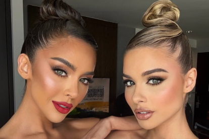 Nadia Mejía junto a otra de las aspirantes de Miss Universo en Tailandia.