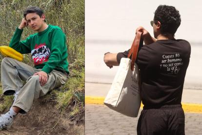 Jorge Barrionuevo junto a uno de los diseños de su marca.