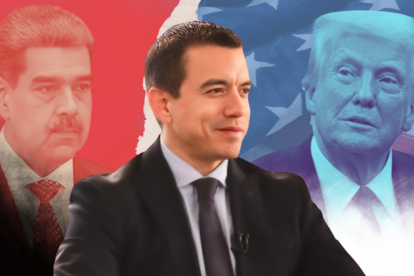 El presidente Daniel Noboa junto a Nicolás Maduro y Donald Trump, protagonistas de recientes tensiones y alianzas políticas internacionales