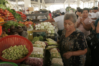 Una ñersona realiza compras en el mercado de Sauces IX, en Guayaquil.