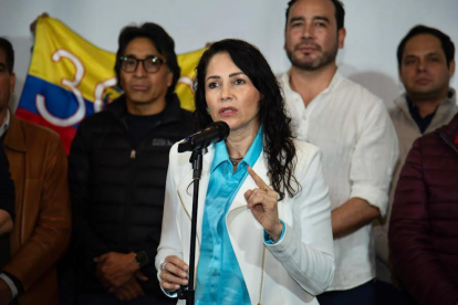 Luisa González, en la sede de la Revolución Ciudadana en Quito.