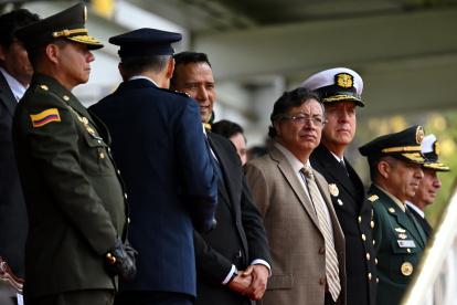 El presidente Gustavo Petro, asiste a la conmemoración del 134º aniversario de la Policía Nacional y al ascenso de oficiales en la Academia de Policía General Santander el 13 de noviembre de 2025.