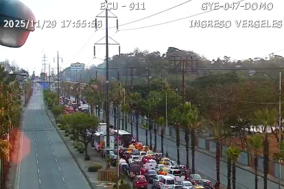 El tráfico vehicular en la avenida Francisco de Orellana colapsó en el sentido norte-sur, debido al incendio forestal.