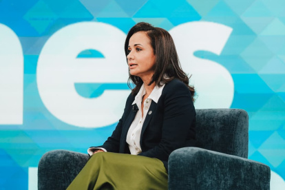 Marcela Aguiñaga este 1 de diciembre de 2025, en entrevista de televisión.