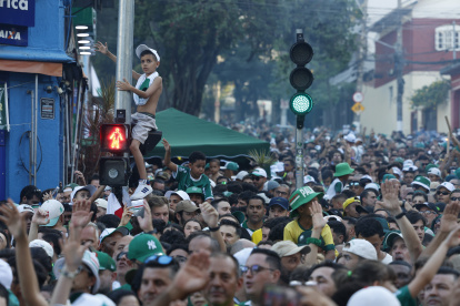 Seguidores de Palmeiras reunidos por la final de la Copa Libertadores el sábado 29 de noviembre.
