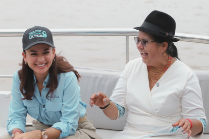 Marcela Aguiñaga y Lourdes Tibán, en entrevista con EXPRESO en noviembre de 2025.