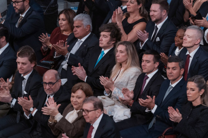 El presidente Daniel Noboa asistió a la entrega a la premio Nobel de la Paz, María Corina Machado.