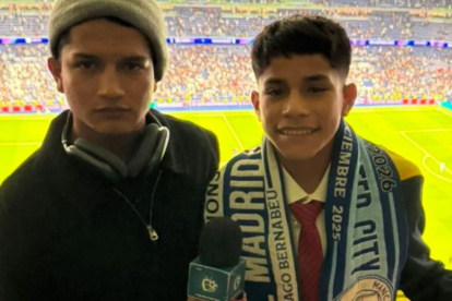 Pol Deportes, Cliver Huamán Sánchez y su hermano Kenny en el Bernabéu.