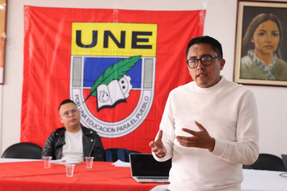 Andrés Quishpe, presidente de la UNE, lideró la reunión del Comité Ejecutivo Nacional en Quito.