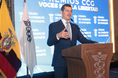 Miguel Ángel González, presidente de la Cámara de Comercio, durante su intervención.
