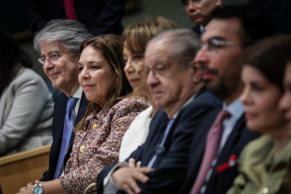 El expresidente Guillermo Lasso estuvo acompañado de su esposa, María de Lourdes Alcívar.
