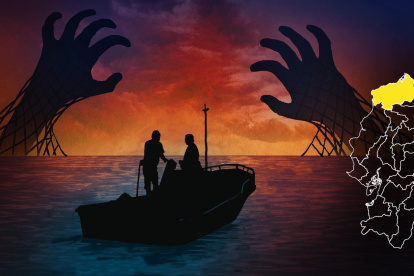 Ilustración sobre pesca artesanal, piratería, narcotráfico en Esmeraldas.