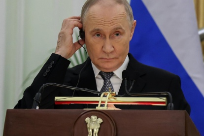 El presidente ruso Vladímir Putin durante una intervención oficial en Moscú, en medio de tensiones por Venezuela.