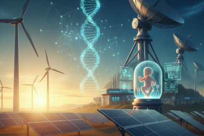 Paneles solares y aerogeneradores simbolizan el avance de las energías renovables, elegidas por Science como el gran hito científico de 2025.