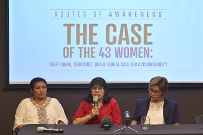 Mónica Zambrano, Claudia Carrero y Tita Villamayor participan de la primera cumbre internacional de ECA sobre "Los Abusos del Opus Dei en Argentina" este 16 de diciembre de 2025.