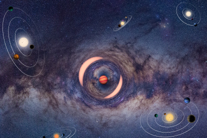 Astro. Un planeta errante que produce microlentes gravitacionales en una estrella distante en el centro galáctico.