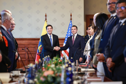 El secretario de Estado, Marco Rubio, se reunió con el presidente de la República del Ecuador, Daniel Noboa, en septiembre de 2025, en el palacio de Gobierno, en Quito.