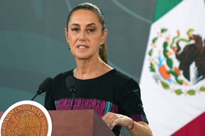 La presidenta mexicana Claudia Sheinbaum durante una conferencia de prensa en Acapulco.