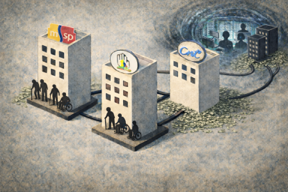 Ilustración para graficar este reportaje sobre el MSP, IESS y CNT.